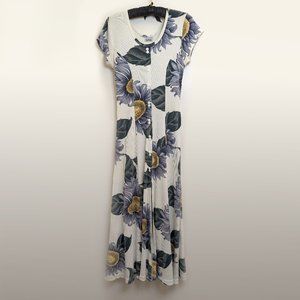 LaFete Y2K Vintage 2000s Floral Maxi Decorative Button Front Dress No Size Tag